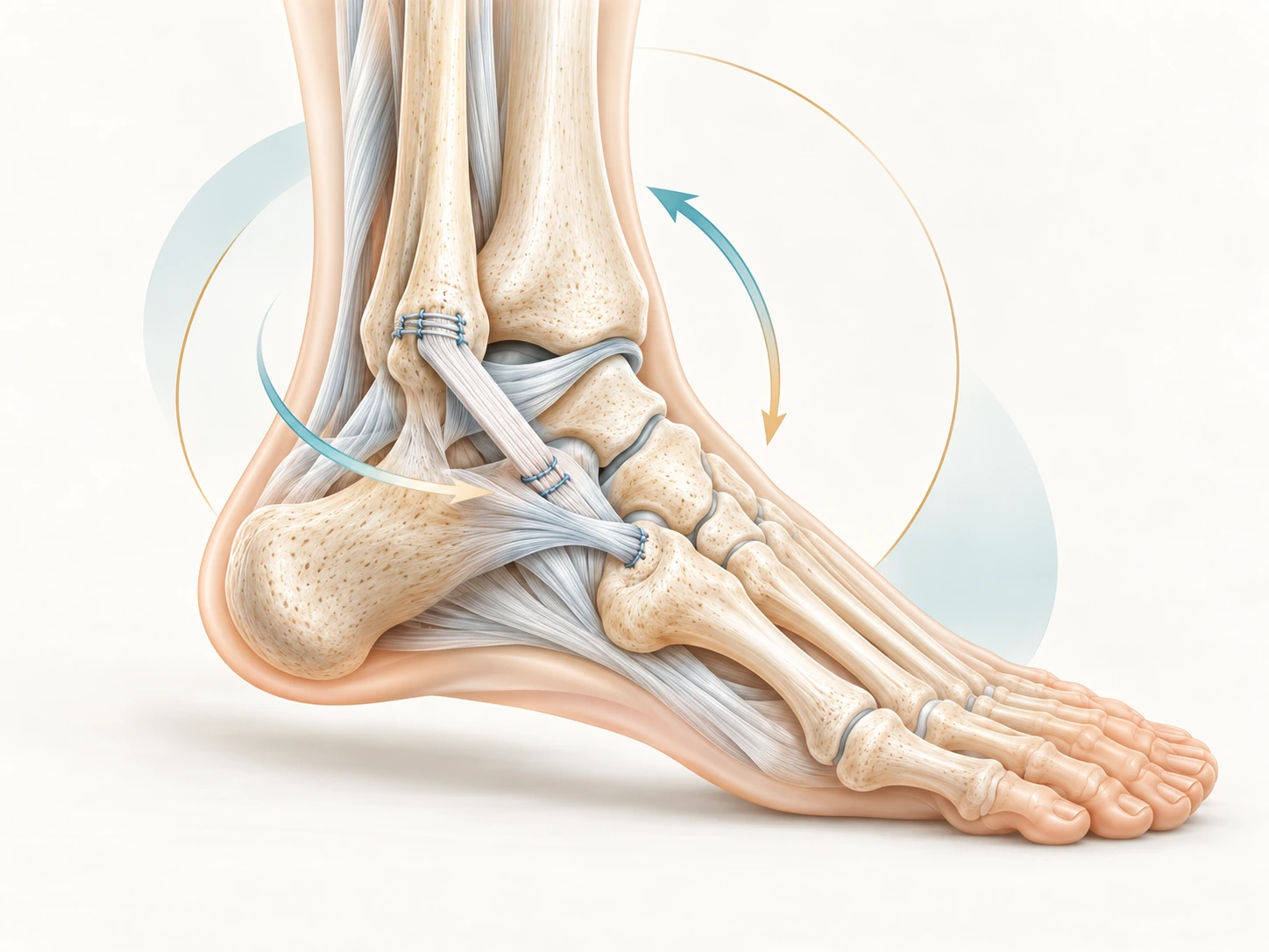 Esquema ilustrativo – Reconstrução ligamentar do tornozelo